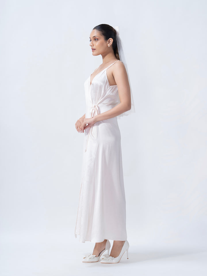 Bridal Jacqaurd Silk Long Slip