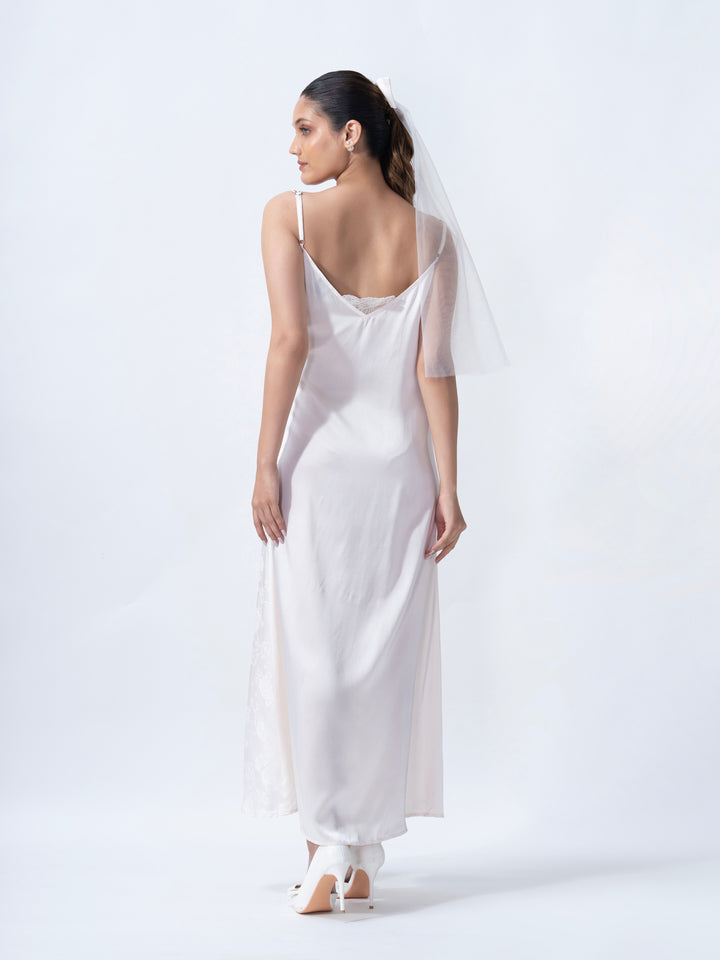 Bridal Jacqaurd Silk Long Slip