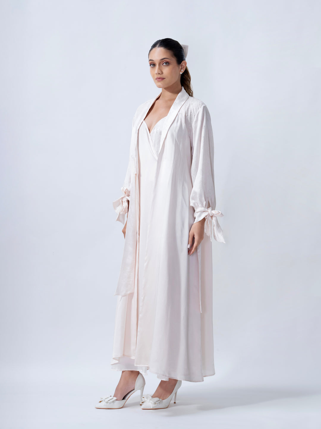 Bridal Jacqaurd Silk Long Slip & Robe Set