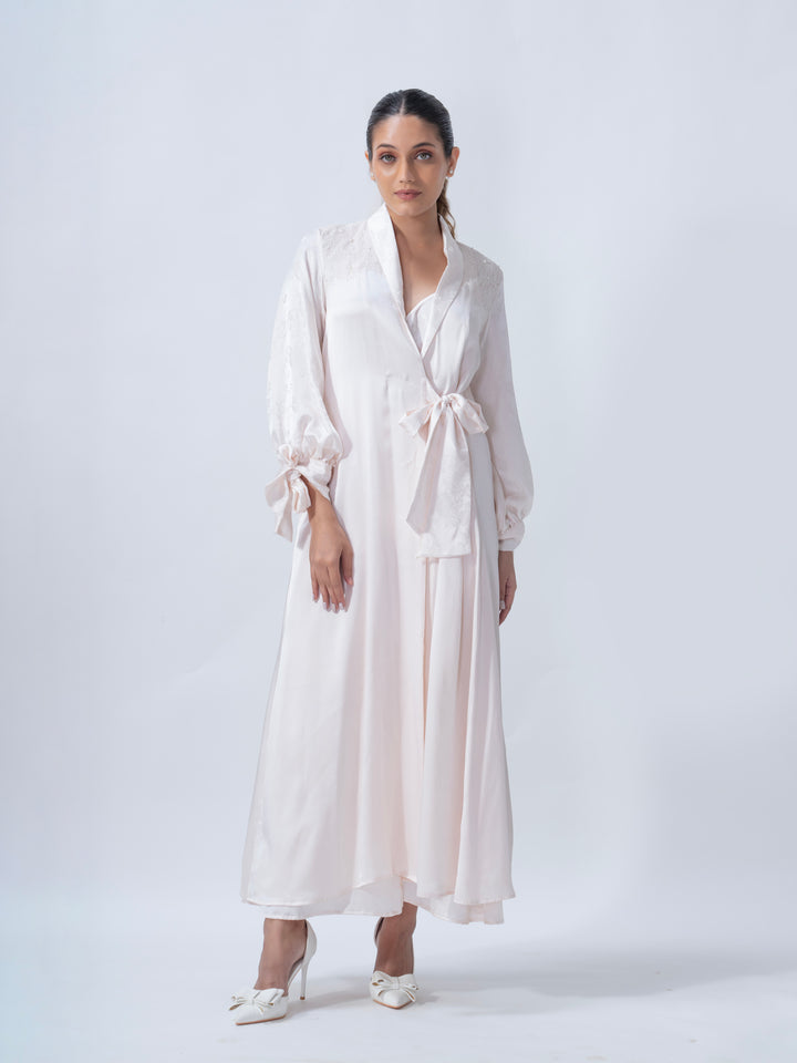 Bridal Jacqaurd Silk Long Slip & Robe Set