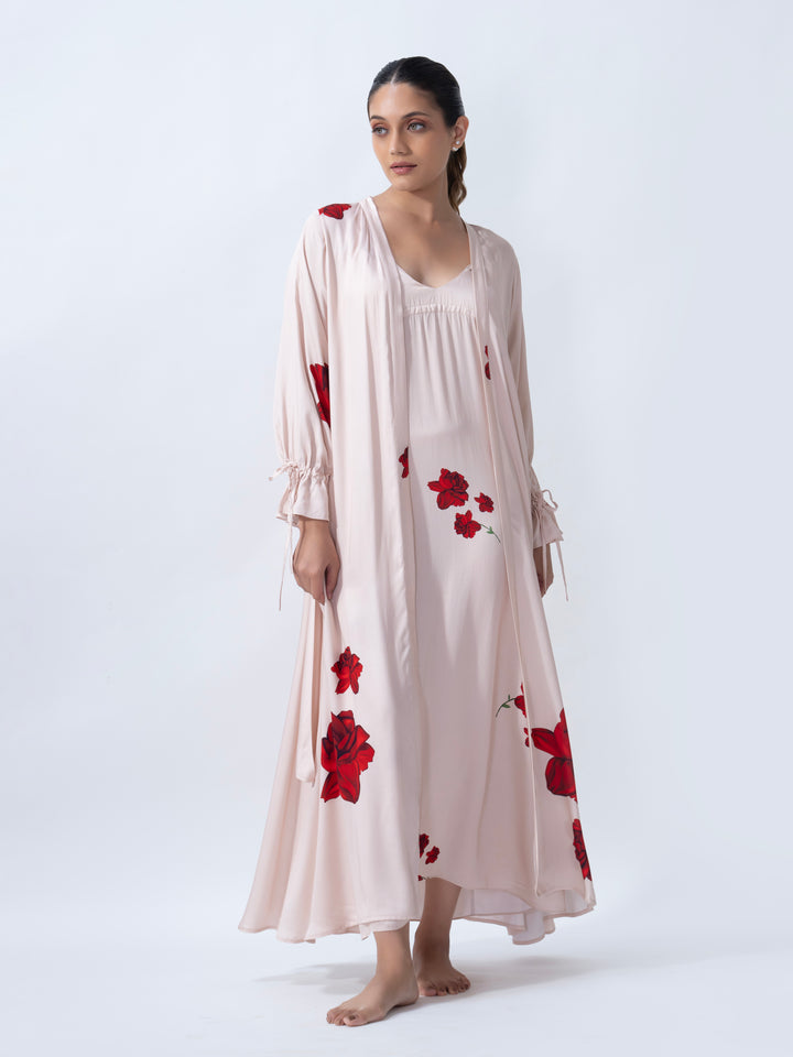 Rose Sorbet Long Slip & Robe Set