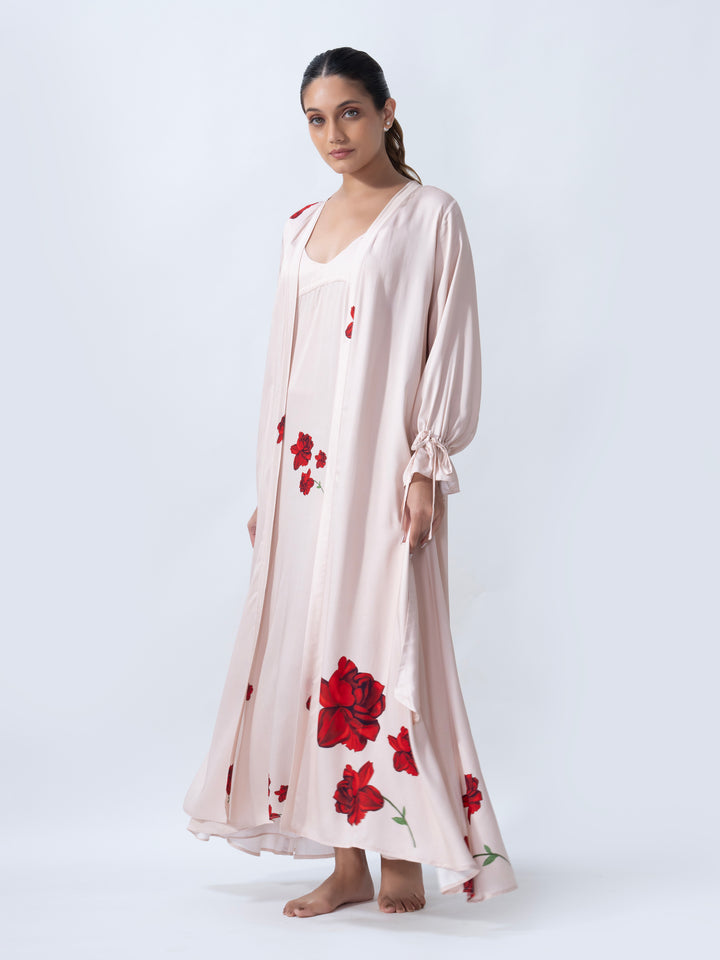 Rose Sorbet Long Slip & Robe Set