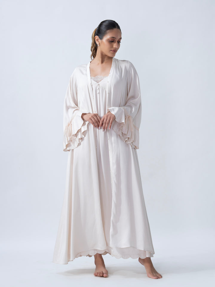 Ivory Long Slip & Robe Set