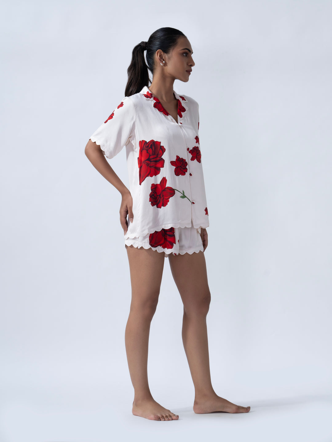 Lovers & Roses Scallop PJ Short Set